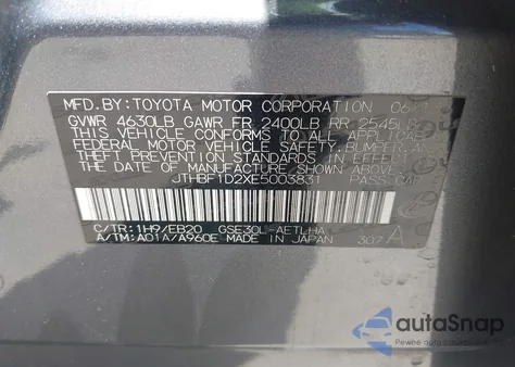 2014 Lexus Is 250 from USA, damaged, VIN JTHBF1D2XE5003831